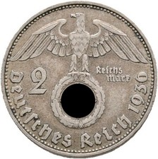 Drittes Reich 2 Reichsmark Hindenburg 1936 D Silber #265