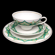 Lettin Kaffeegedeck Sammeltasse Sammelgedeck CP Porzellan Blau Grün 3 Teilig