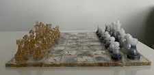 Schachspiel Gold/Marmor Motiv