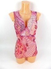 Belly Button Damen Umstandstunika Gr. 32 Shirt geblümt pink ärmellos (WM)