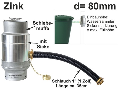 Zink fallrohr regensammler - regensammler, d=