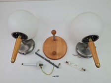 2 Wandlampen Kugellampen Ø 20cm Glas Holz Designlampen Fischer Retro #246105