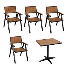 B-Ware 4er-Set Gartenstuhl+Gartentisch MCW-J95, Holzoptik, schwarz, teak
