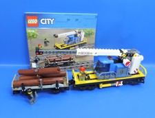 LEGO City Eisenbahn 60198 schwenkbaren Kranwaggon und Holz waggon + 2 Figuren