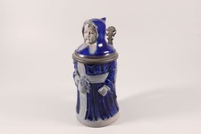 Bierkrug Humpen Bierseidel Steinzeug Charakter Münchner Kindl blau Zinndeckel