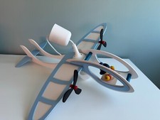 ELBORA 125472 - Kinderleuchte, Pendelleuchte, Flugzeug mit Joe, Hellblau, Holz,