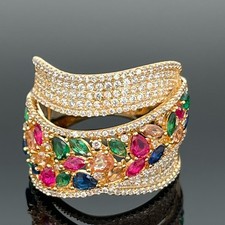 SCHMUCKJAGD RING GR. 17,5 (CA.55) GELBVERGOLDET MIT  MULTI  ZIRKONIA