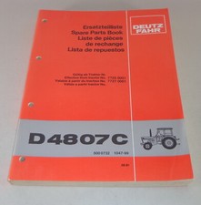 Teilekatalog / Ersatzteilliste Deutz Schlepper Traktor D 4807 C Stand 09/1981