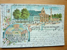 alte Ansichtskarte Mehrbildkarte Gruss vom Gasthof Flemming um 1904