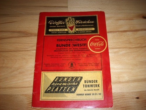 Fernsprechbuch bünde 1954 - fernsprechbuch,