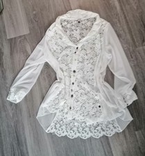 Bluse, Tredy, weiß, festlich, Spitze, 48