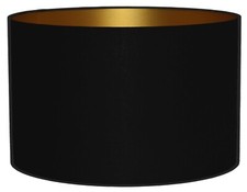 Lampenschirm für Stehlampe, Hängelam Zylinder 13-50 E27/E14 Schwarz Gold MIRANO