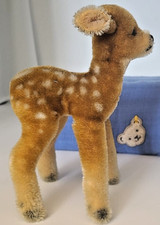 steiff 6317,00 - Jungreh Mohair hellbraun getupft 17cm stehend fest gestopft KF