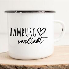 Emaille Tasse Hamburg Vintage Geschenkidee Souvenir Präsent Wichtelgeschenk Mitb