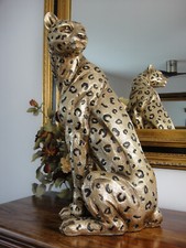 Deko Figur Jaguar 51 cm Gold Raubkatze Skulptur Statue Leopard Gepard Edel Luxus