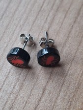 Ohrringe Modeschmuck Gothic Spider Rund Schwarz Rot Stecker