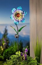 Solar-Gartenstecker "Flower Illusion", türkis LED Garten Deko Gartendekoration
