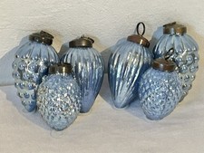 6er Set Christbaumschmuck Glas Blau Deko Weihnacht Zapfen