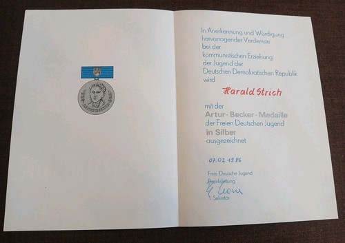 Ddr urkunde artur becker - urkunde,