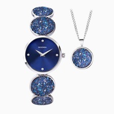 Sekonda Seksy 26mm Damen Rund Silber Analog Geschenkset mit Anhänger