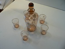 Alte Likör Set mit 5 Gläse ca.um 1950