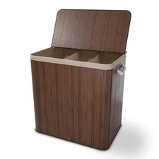 Wäschekorb 150 L Braun Wäschesammler Wäschebox Bambus Wäschetonne B-WARE