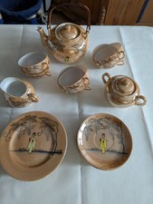 Japanisches Teeservice Geisha 6 Personen 21 teilig handbemalt Lithophanie Asia