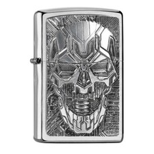 ZIPPO chrom geb. Plakette Trick Technik Skull 2007759 Zippo box