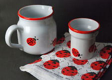 Waechtersbach Kanne und Becher mit Marienkäfern, Geschirrtuch Reinleinen, 3 Tl.