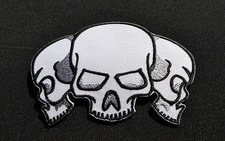 3 Totenköpfe Patch Skulls  Badge Biker Kutte Aufbügler 666 