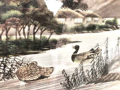 Asiatisches seidenbild enten - seidenbild,