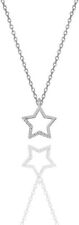 Silber Rhodinierter Halskette mit Zirkonia Steinen bestückten Stern Anhänger