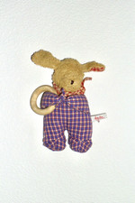 WIE NEU * Käthe Kruse Hund lila braun Plüschtier Stoffhund Stofftier Holzring