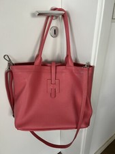 Handtasche Shopper Leder aus Italien Pink Koralle Lachs H Neu Hoher NP: 199 Euro