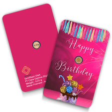 Rundform Goldbarren 0,25 Gramm Gold 999 Fine Gold Happy Birthday Geschenkkarten