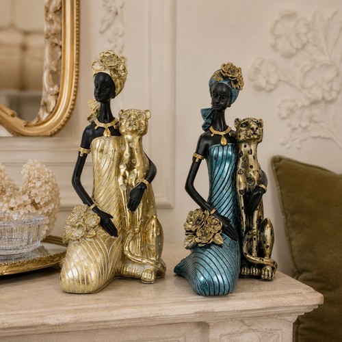 Deko figur frau mit - mit, leopard