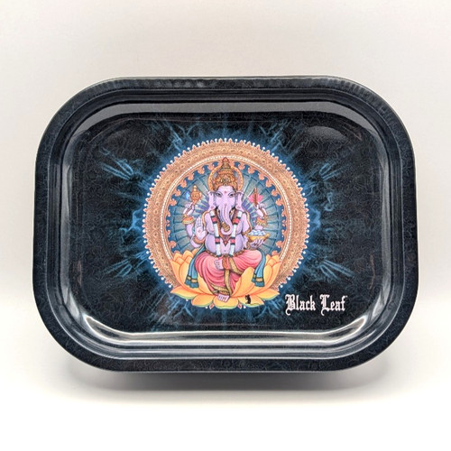 Rolling tray black - leaf, mit