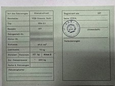 Simson Registrierschein