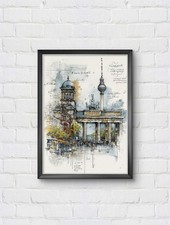 Berlin Wandbild – City Map Art Print - Stadtposter Wanddeko - Aquarell