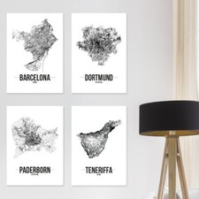 JUNIWORDS Poster "Stadt nach Wahl" City Städte Skyline 21 x 30 cm Weiß Design B