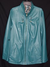 MARKOS Leder-Wendejacke Gr. 48 (46)  Stoff- und Glattleder türkisblau leicht