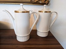 2 x DDR Kaffeekanne Kahla Porzellan mit Goldrand max. 1,2 l