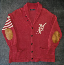 Original Polo Ralph Lauren Herren Strickjacke Patches Logo Pullover rot Gr. L US