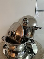 2 Töpfe AMORINI AMC Garsystem 18/10 Edelstahl Thermometer Deckel Gartopf