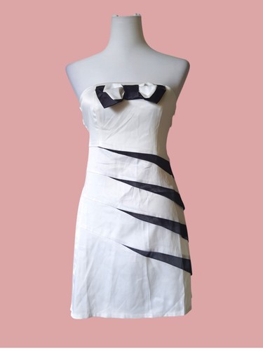 Schwarz weiß satin - weiß, partykleid
