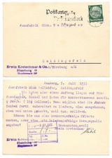101751 - Postkarte Erwin Kretschmar & Co. - Hamburg 7.7.1933 nach Heidingsfeld
