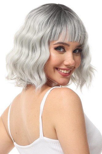 Perücke silber grau bob kurz - silber,