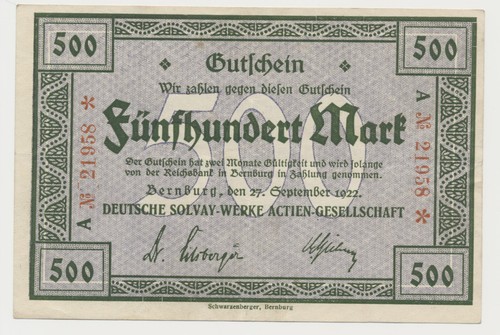 Bernburg 500 mark deutsche - bernburg,