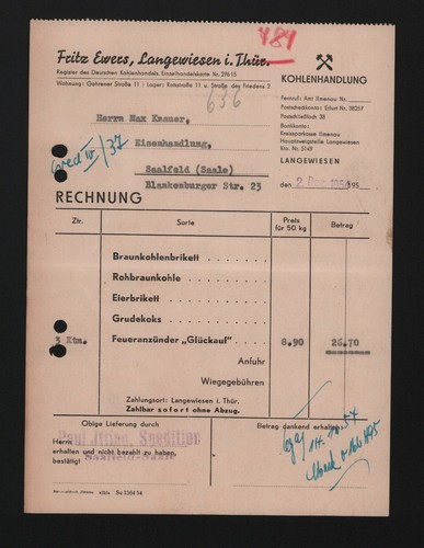 Langewiesen rechnung 1954 - langewiesen,,