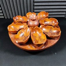 Holz Serviertablett Lazy Susan Drehteller Chip Dip 14" 8 Schüsseln 